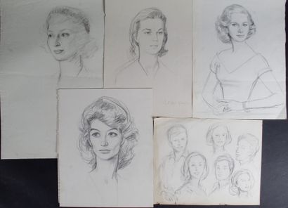 VIDAL-QUADRAS Alejo VIDAL-QUADRAS (1919-1994) « Portraits de femmes » Treize dessins...