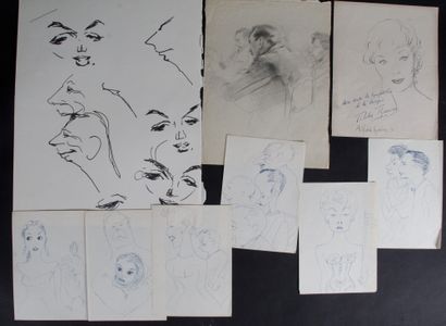 VIDAL-QUADRAS Alejo VIDAL-QUADRAS (1919-1994) Important lot de dessins de portraits...