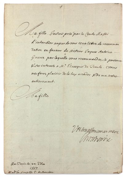 null SAVOIE (Chrétienne de France, duchesse de). Lettre signée avec 4 mots autographes,...