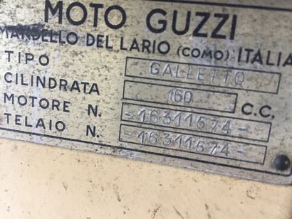 Moto Guzzi Galletto Serial number : 16311574

160 cm 3

Registration number : 45...