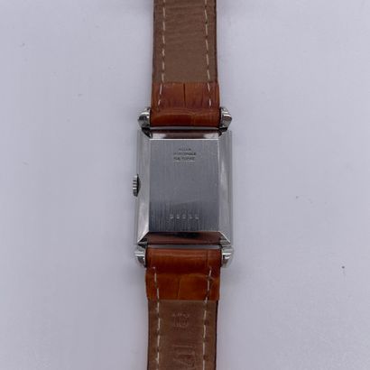 null JAEGER-LECOULTRE UNIPLAN CIRCA 1940. Ref : 99299. Steel "tank" type wristwatch,...