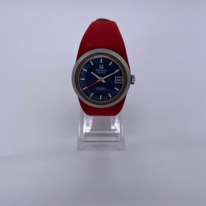 null SIDERAL WEAVE. CIRCA 1970. Steel and fiberglass wristwatch. Blue dial. Applied...
