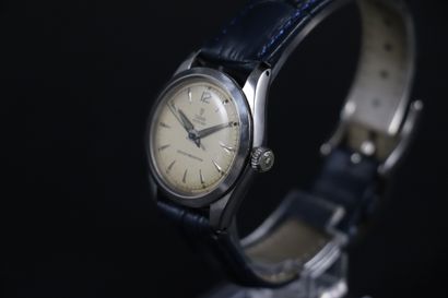 null TUDOR OYSTER CIRCA 1950. Ref : 7602. Wristwatch with steel case. Cream dial...
