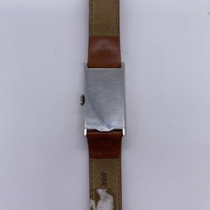 null OMEGA T17 Gold Bezel. CIRCA 1930. Steel bracelet watch, pink gold bezel. White...