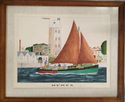 null Gilbert PAJOT (1902-1952) "HEMEA 

Watercolor and gouache 



Bears the inscription...