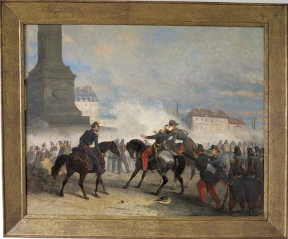 null 
NICOLAS EDWARD GABE (PARIS, 1814 - PARIS, 1865) The Death of General Negrier...