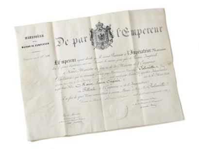 null RARE PATENT OF GODSON OF THE EMPEROR NAPOLEON III AND OF THE EMPRESS EUGENIE....