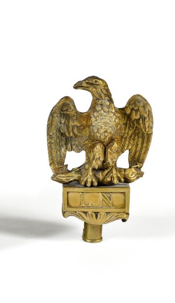 null FLAG EAGLE "LOUIS NAPOLEON" 1848-52. Emblem with eagle on stamped brass tuns....