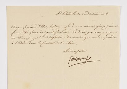 null 38. BONAPARTE (Napoleon). Letter signed "Bonaparte", addressed to Michel-Louis-Étienne...