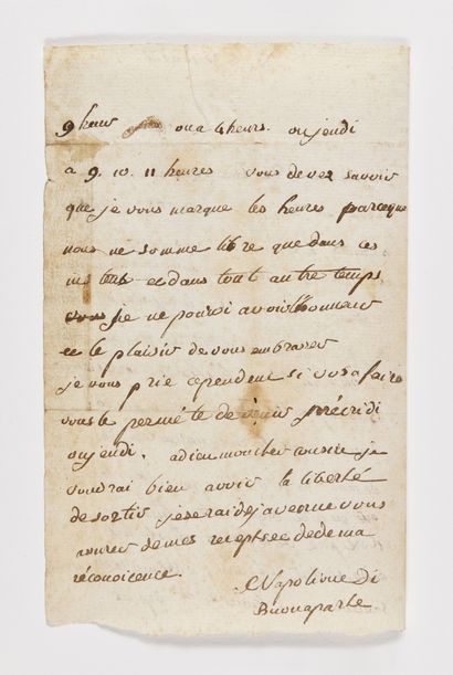 null 36. BONAPARTE (Napoléon). Lettre autographe signée « Napolione Di Buonaparte...
