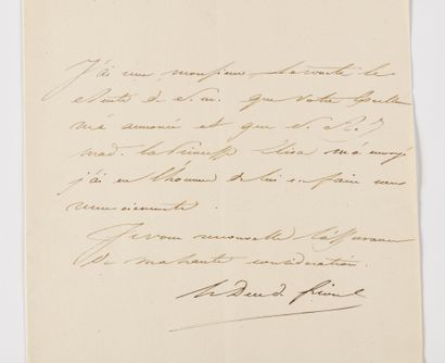  50. DUROC (Géraud Christophe Michel). Lettre autographe signée « Le Duc de frioul...