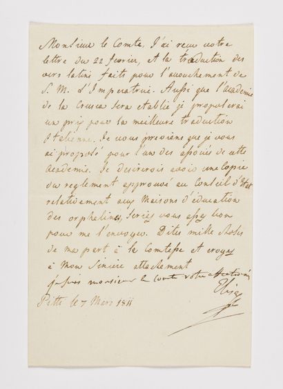 25. BONAPARTE (Elisa). Letter signed 