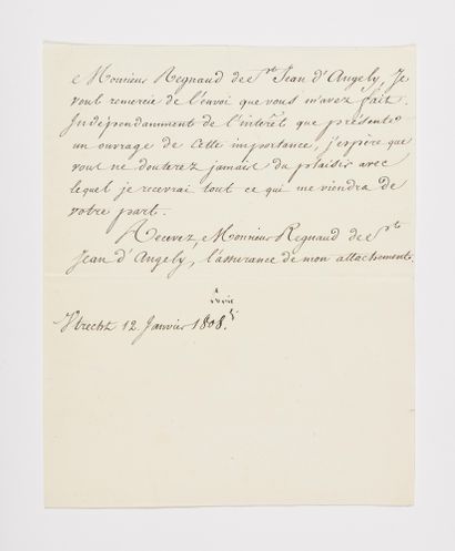 null 34. BONAPARTE (Louis). Lettre signée « Louis » en qualité de roi de Hollande,...