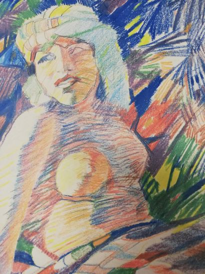 null Boris SMIRNOFF (1895-1976),

 jeune femme orientaliste, 

dessin aux crayons...