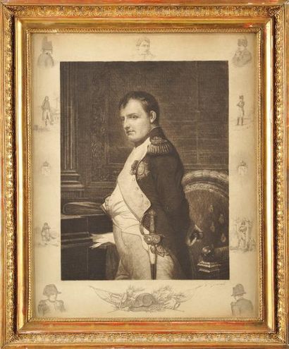 DELAROCHE, d'après «L'Empereur Napoléon 1er dans son bureau des Tuileries» Eau forte...