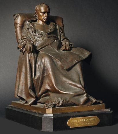 VELA Vincenzo (1822-1891) «Les derniers jours de Napoléon Ier». Rare et grand bronze...