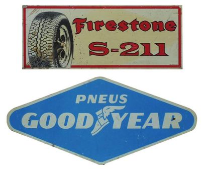 Lot de 2 plaques Firestone et Goodyear, 100...