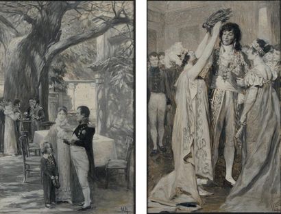null «Le Prince Murat couronné par son épouse Elisa» «Napoléon 1er au Palais Mulini...