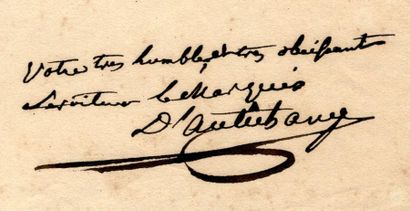AUTICHAMP (Charles Marie de Beaumont d') Lettre autographe signée à M. Bordier. Paris,...