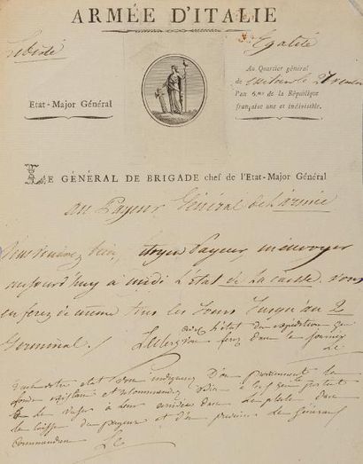 LECLERC (Victoire-Emmanuel) Pièce signée en qualité de chef de l'état-major général...