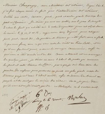 null NAPOLÉON Ier. Lettre signée «Napoleon» à Jean-Baptiste de Nompère de CHAMPAGNY....