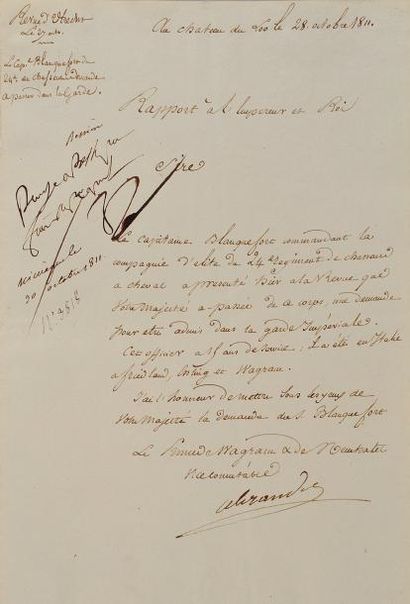 null NAPOLÉON Ier. Apostille autographe signée «Np» (Nimègue, 30 octobre 1811, 7...