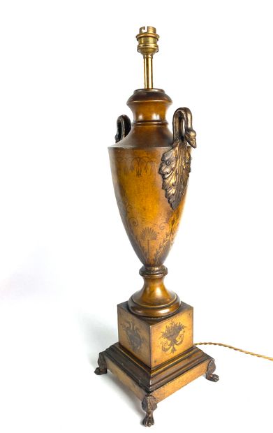 null LAMP in the form of an urn in lacquered sheet metal decorated with a frieze...