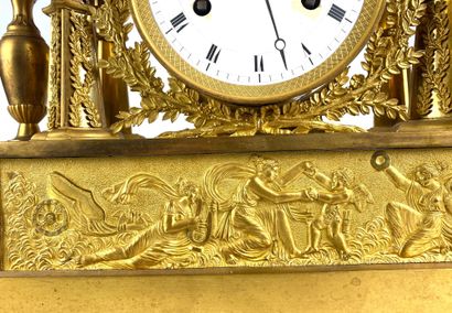 null Gilt bronze and patinated bronze "Amerindian hunter" clock symbolizing the discovery...