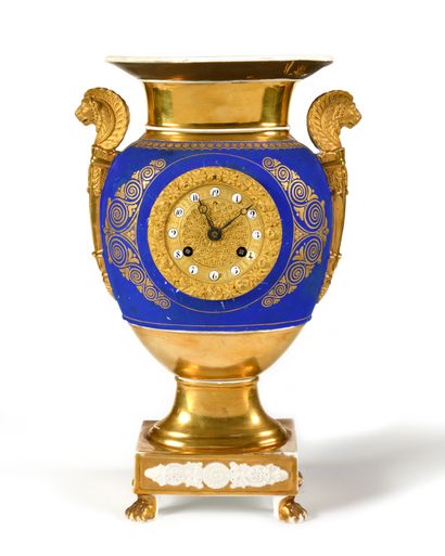 PARIS Baluster vase forming a blue and gold...