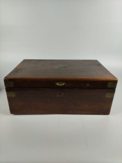 null TWO LARGE cutlery boxes, one in morocco and the other in mahogany. Empty of...