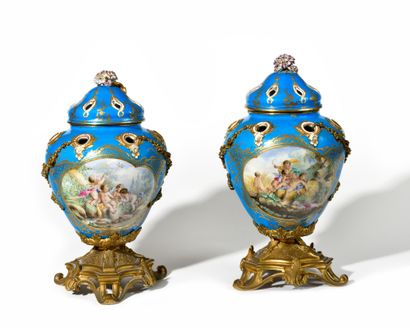 SEVRES (in the taste of) A pair of blue and...