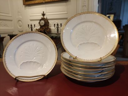 LIMOGES eight asparagus plates in white porcelain...