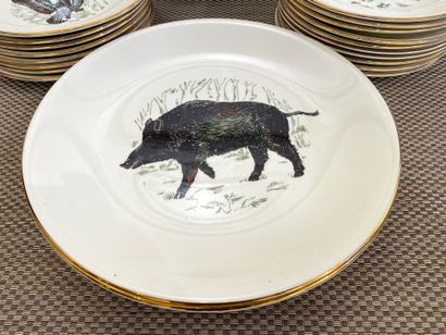 null GIEN Fine earthenware dinner service with game decoration MARLY model including...