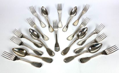 SIX TABLE SPoons and TWELVE TABLE FORKS in...