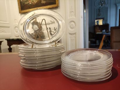 null LALIQUE FRANCE Ten dessert plates and eight bread plates in crystal. Diameter...