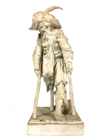 null 18th century GERMAN SCHOOL Beggar with two crutches Porcelain group Height :...