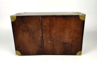 null Restangular mahogany writing case with brass spandrels. 19th century 16 x 40...