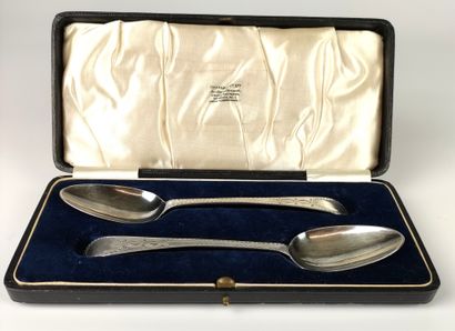 null TWO silver chased TABLE SPoons Goldsmiths Peter, Ann and William Bateman London,...