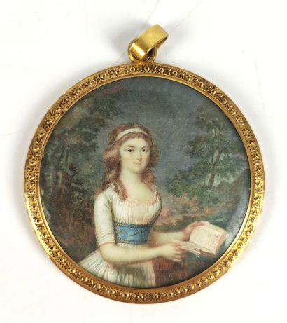 Round MINIATURE on ivory representing a young...