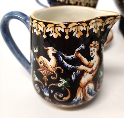 null GIEN Earthenware tea set Renaissance model including : - 5 cups and saucers...