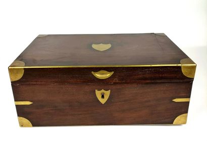 Restangular mahogany writing case with brass...
