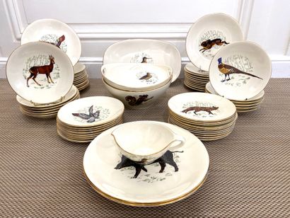 null GIEN Fine earthenware dinner service with game decoration MARLY model including...