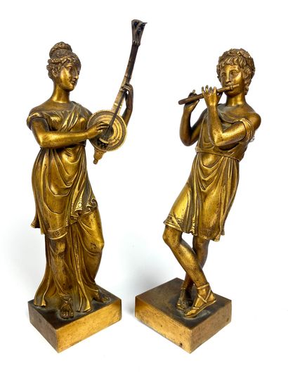 Pair of gilt bronze SUBJECTS The couple musicians...