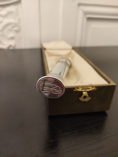 Silver wax box with the number 