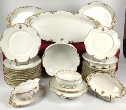 null HAVILAND Part of service in white and gold Limoges porcelain with initials including...