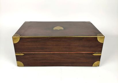 null Restangular mahogany writing case with brass spandrels. 19th century 16 x 40...