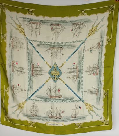 null HERMES Silk scarf "La Marine en bois" Threads pulled, stains