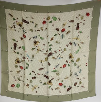 HERMES Silk scarf with insect decoration...