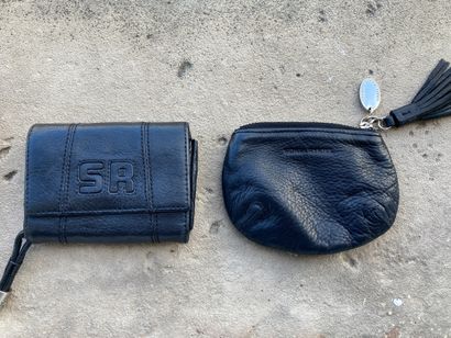 null SONIA RYKIEL Black velvet and fishnet clutch bag with two black leather wallets....