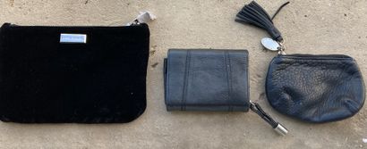 null SONIA RYKIEL Black velvet and fishnet clutch bag with two black leather wallets....